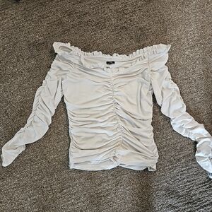 Express Large Elegant White Ruched Top